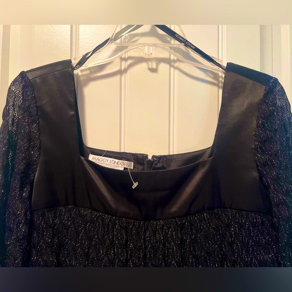 Women’s Cocktail Little Black Dress - Black with Silver Threading - Picture 4 of 7